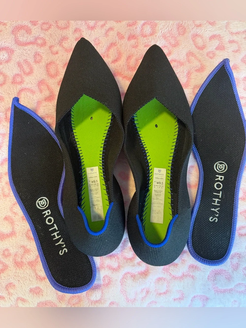 Rothy's The Point Poseidon Black Ballet  Size: 9.5